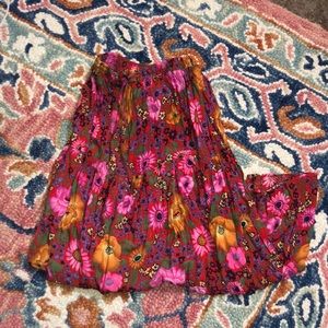 Boho floral midi skirt